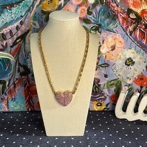 Gold and Pink Geometric Pendant Necklace